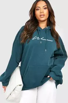 Женская худи с вышивкой plus Boohoo, зеленый