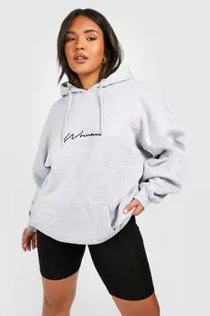 Женская худи с вышивкой recycled plus Boohoo, серый