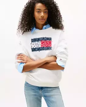 Женская худи свободного кроя с цветочным логотипом Tommy Jeans, цвет Crudo