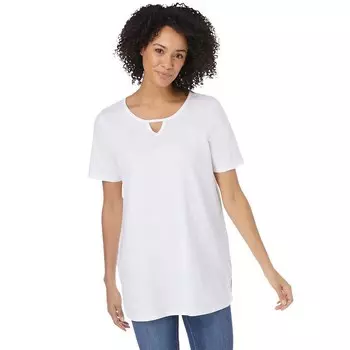 Женская идеальная футболка размера плюс с короткими рукавами и каплевидным вырезом для женщин Woman Within, белый