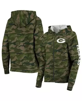 Женская камуфляжная толстовка с молнией во всю длину Green Bay Packers реглан New Era