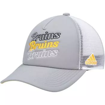 Женская кепка adidas Grey/White Boston Bruins Foam Trucker Snapback adidas