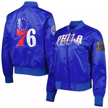 Женская классическая атласная куртка с длинными кнопками Pro Standard Royal Philadelphia 76ers