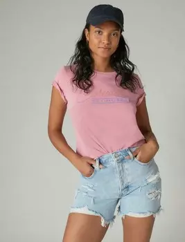 Женская классическая футболка Lucky Brand Corvette Sting Ray с круглым вырезом, цвет Bright Pink