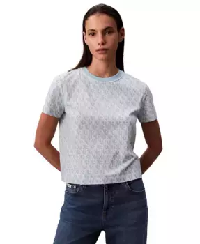 Женская классическая футболка с монограммой Allover Calvin Klein Jeans, синий