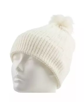Женская классическая шапка из синели с помпоном на манжете Isotoner, белый
