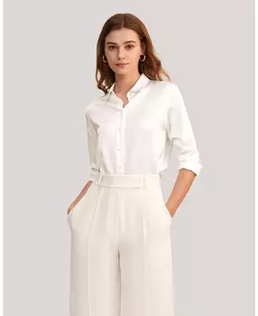 Женская классическая шелковая рубашка с жемчужными пуговицами LILYSILK