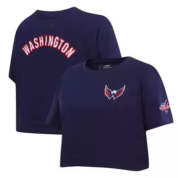 Женская классическая укороченная футболка свободного кроя Pro Standard Navy Washington Capitals