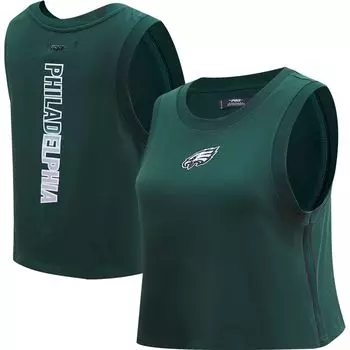 Женская классическая укороченная майка Pro Standard Midnight Green Philadelphia Eagles с омбре и надписью