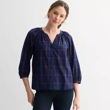 Женская клетчатая блуза с застежкой на пуговицы Sonoma Goods For Life, цвет navy berry plaid