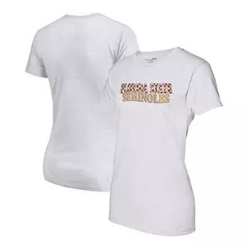 Женская клетчатая футболка с названием команды семинолов штата Флорида Хизер Грей, волнистая трехслойная футболка Image One, цвет Fsu Grey