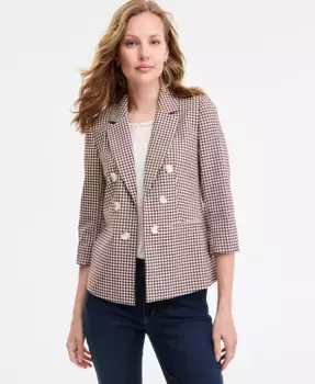 Женская клетчатая куртка нараспашку Jones New York, коричневый