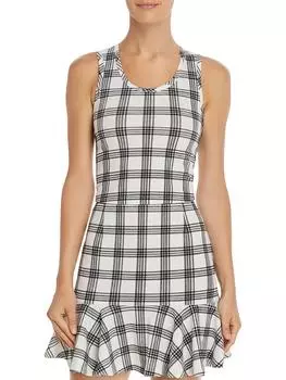 Женская клетчатая майка-борцовка Aqua, белый/черный