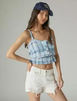 Женская клетчатая майка Lucky Brand, синий
