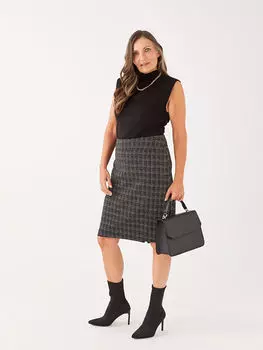 Женская клетчатая юбка с молнией на талии LCW Grace