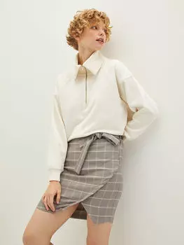 Женская клетчатая юбка с поясом на талии LCW Casual