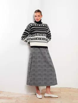 Женская клетчатая юбка трапециевидной формы с эластичной талией LCWAIKIKI Classic