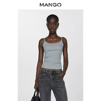 Женская кофта Mango из смешанного хлопка с квадратным вырезом, черный