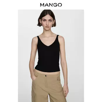 Женская кофта Mango из тонкой трикотажной ткани с v-образным вырезом, черный