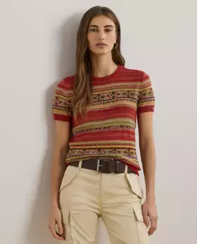 Женская кофта с коротким рукавом и принтом Lauren Ralph Lauren, красный