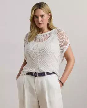 Женская кофта с коротким рукавом Lauren Ralph Lauren Woman, белый