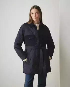 Женская комбинированная парка из стеганой и шерстяной ткани Lloyd's, темно-синий