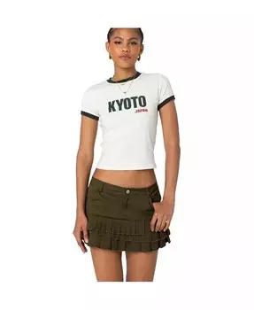 Женская контрастная футболка Kyoto Edikted, бежевый