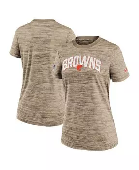 Женская коричневая футболка cleveland browns sideline velocity lockup performance Nike, коричневый
