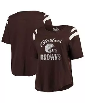 Женская коричневая футболка с половиной рукава Cleveland Browns Plus Size Curve Touchdown, коричневый