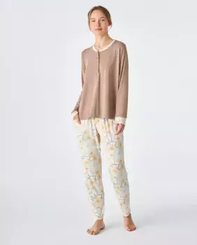 Женская коричневая пижама из модала с принтом J&J Brothers, светло-коричневый
