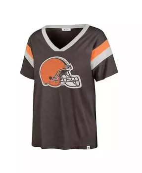 Женская коричневая рваная футболка Cleveland Browns Phoenix с v-образным вырезом '47 Brand, коричневый