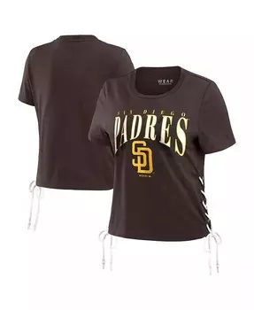 Женская коричневая укороченная футболка со шнуровкой по бокам San Diego Padres Wear By Erin Andrews, коричневый