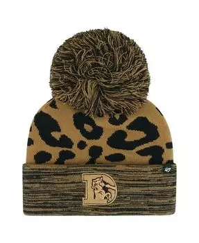 Женская коричневая вязаная шапка Denver Broncos Rosette с манжетами и помпоном '47 Brand, коричневый