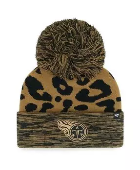 Женская коричневая вязаная шапка с манжетами и помпоном Tennessee Titans Rosette '47 Brand, коричневый