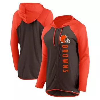 Женская коричнево-оранжевая толстовка с молнией во всю длину с логотипом Fanatics Cleveland Browns Forever Fan Fanatics