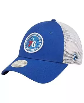 Женская королевская белая шляпа Philadelphia 76ers с блестящей нашивкой 9FORTY Snapback New Era, синий