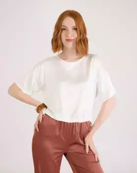 Женская короткая блуза прямого кроя Naf Naf, цвет Crudo