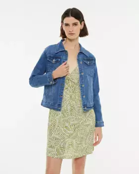 Женская короткая джинсовая куртка с длинными рукавами System Action, цвет Azul ndigo