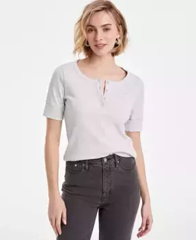 Женская короткая футболка с ребристой вязкой и планкой On 34th, серебряный