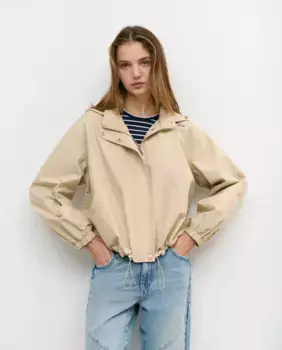 Женская короткая хлопковая парка с капюшоном Brownie, цвет Piedra