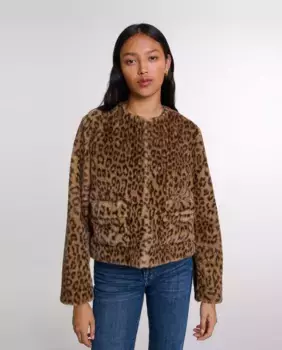 Женская короткая куртка из искусственного меха Maje, коричневый