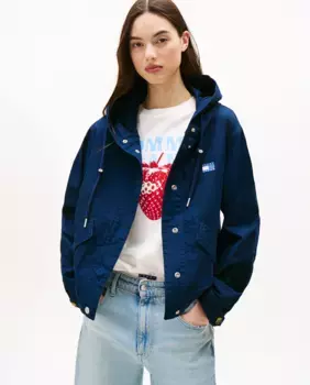 Женская короткая куртка с капюшоном Tommy Jeans, темно-синий
