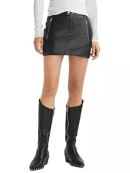 Женская короткая мини-юбка из кожи ягненка rag & bone, черный