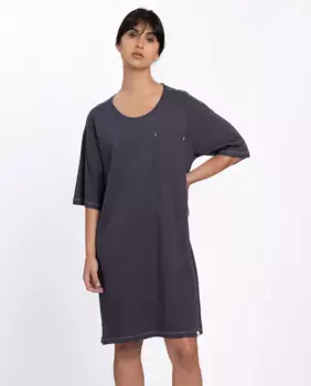 Женская короткая ночная рубашка из вискозы и хлопка Punto Blanco, тёмно-синий