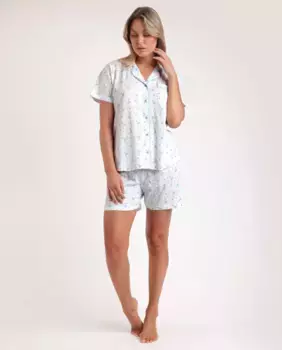 Женская короткая открытая пижама из синего вискозного трикотажа Admas, синий