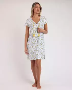 Женская короткая открытая синяя трикотажная ночная рубашка Admas, синий