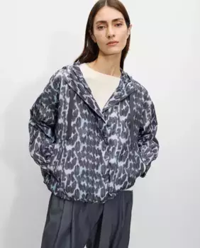 Женская короткая парка с капюшоном и анималистичным принтом Parfois, синий