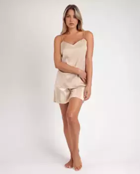 Женская короткая пижама из атласной ткани золотого цвета Admas, золотой