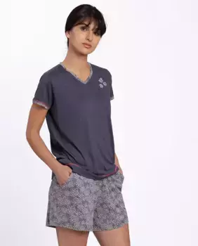 Женская короткая пижама из бамбука с принтом Punto Blanco, синий