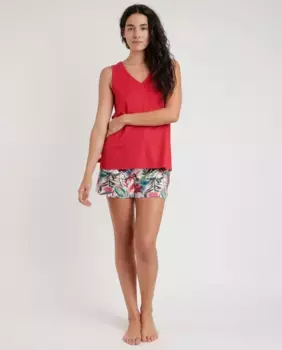 Женская короткая пижама из красного вискозного трикотажа Admas, красный